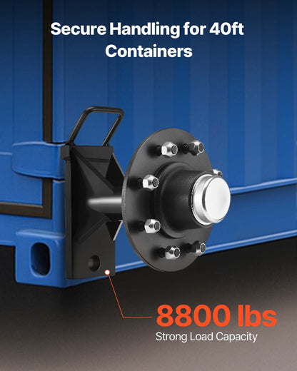 Shipping Container Wheels 8-Lug Wheels Kit, Heavy Duty Shipping Container Axle with Ratchet Tie Down-Moves 20 ft - 40 ft, Secure Transport for Dock, Warehouse, Construction Site, Black