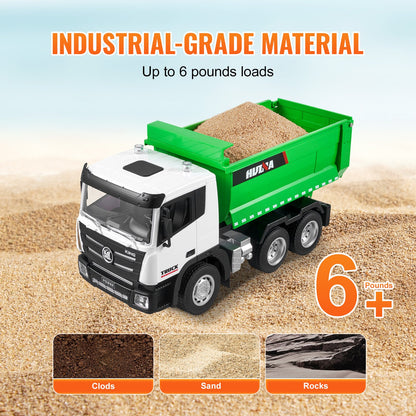 RC Dump Truck Toy, 9-Channel 1:18 Scale, Remote Control Dump Truck RC Construction Vehicle Truck Toy with Light & 2 Rechargeable Batteries Birthday Gift for Toddlers Kids Boys and Girls Age 8+
