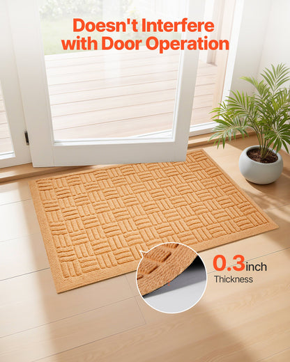 Door Mat, 29.53 x 17.72 Inch, Front Door Mat Outside Entrance with Non-slip Rubber Backing, Dirt-Resistant & Absorbent, Easy to Clean, Low-Profile Doormat for for Entryway, Patio, Porch, Beige