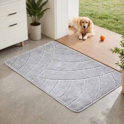 Door Mat, 35.83 x 24.02 Inch, Front Door Mat Outside Entrance with Non-slip TPR Backing, Dirt-Resistant & Absorbent, Easy to Clean, Low-Profile Doormat for for Entryway, Patio, Porch, Grey