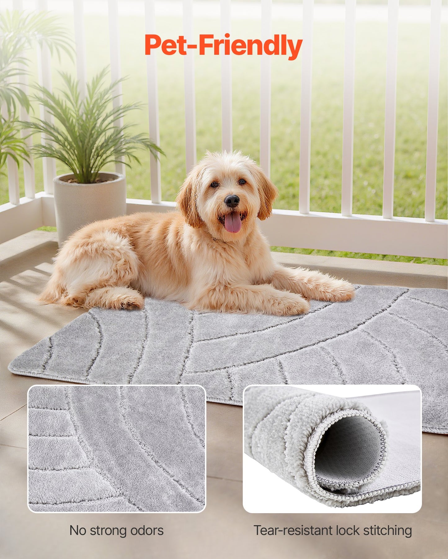 Door Mat, 35.83 x 24.02 Inch, Front Door Mat Outside Entrance with Non-slip TPR Backing, Dirt-Resistant & Absorbent, Easy to Clean, Low-Profile Doormat for for Entryway, Patio, Porch, Grey