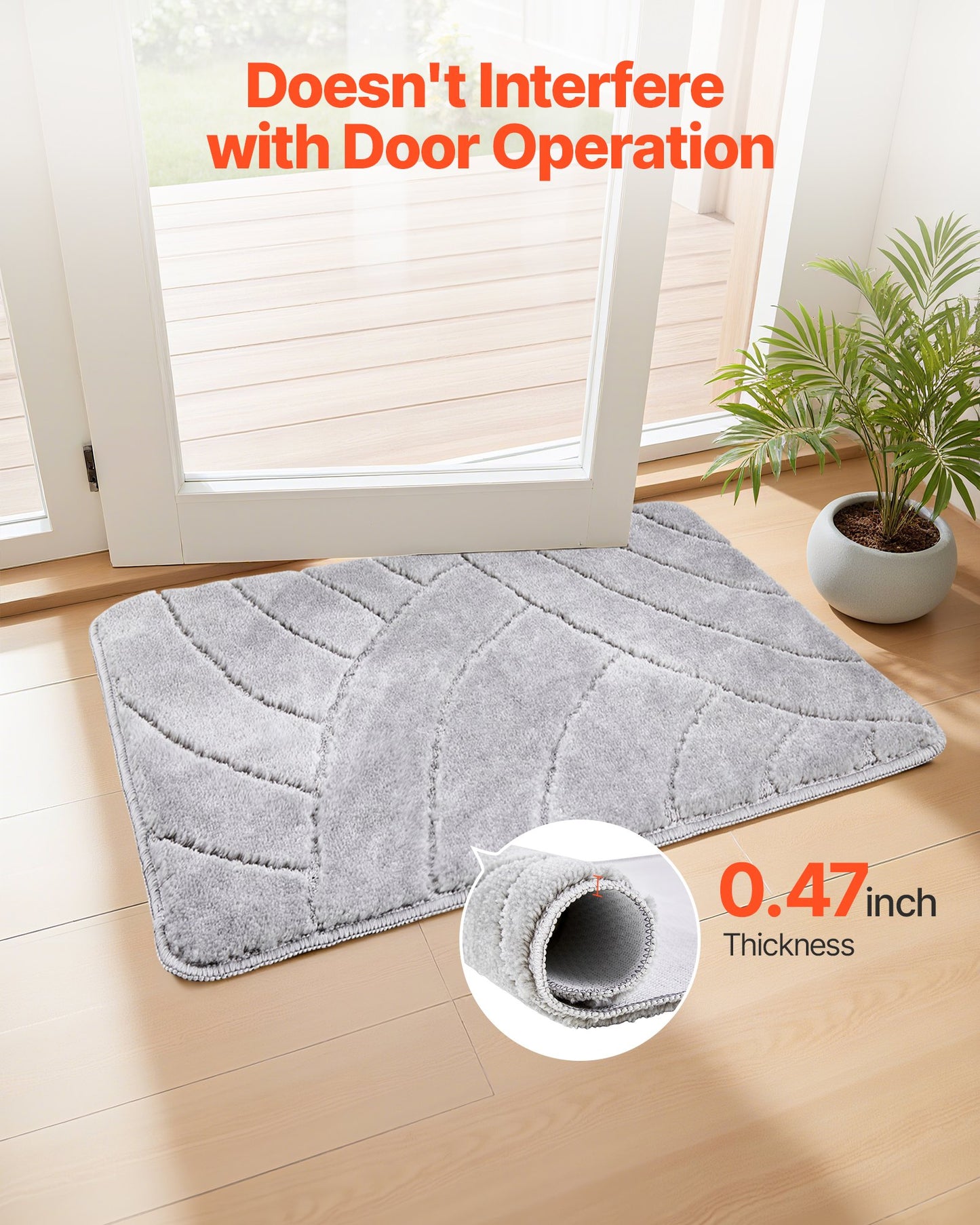Door Mat, 35.83 x 24.02 Inch, Front Door Mat Outside Entrance with Non-slip TPR Backing, Dirt-Resistant & Absorbent, Easy to Clean, Low-Profile Doormat for for Entryway, Patio, Porch, Grey