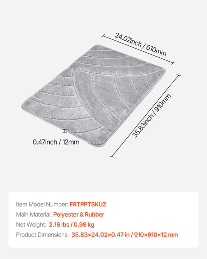 Door Mat, 35.83 x 24.02 Inch, Front Door Mat Outside Entrance with Non-slip TPR Backing, Dirt-Resistant & Absorbent, Easy to Clean, Low-Profile Doormat for for Entryway, Patio, Porch, Grey