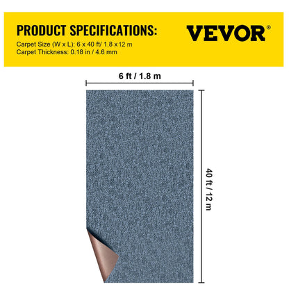 Gray Marine Carpet 6 ft x 39.3 ft Marine Carpeting Marine Grade Carpet for Boats with Waterproof Back Outdoor Rug for Patio Porch Deck Garage Outdoor Area Rug Runner Anti-Slide Porch Rug
