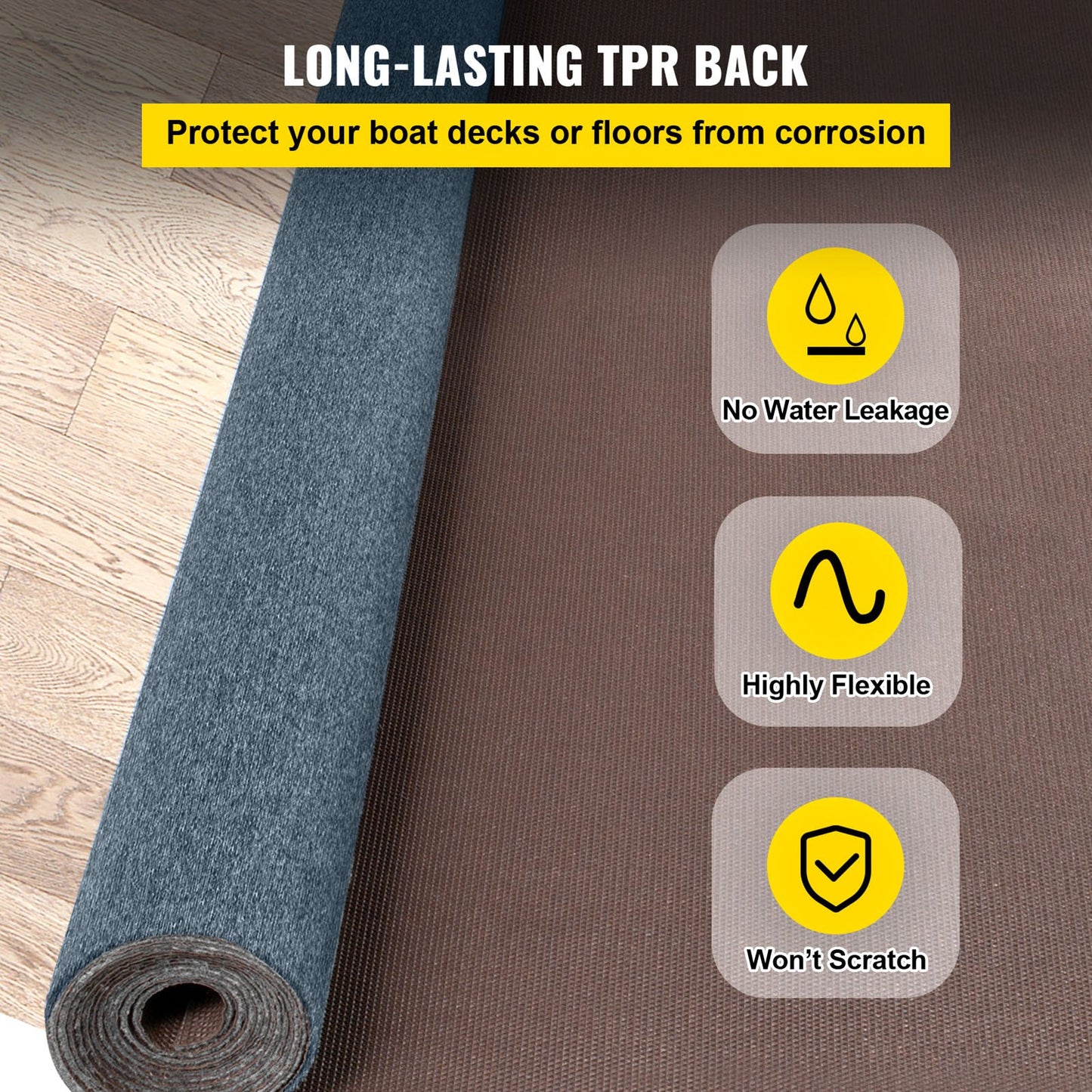 Gray Marine Carpet 6 ft x 13.1 ft Boat Carpet Rugs Indoor Outdoor Rugs for Patio Deck Anti-Slide TPR Water-Proof Back Cut Outdoor Marine Carpeting Easy Clean Outdoor Carpet Roll