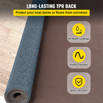 Gray Marine Carpet 6 ft x 13.1 ft Boat Carpet Rugs Indoor Outdoor Rugs for Patio Deck Anti-Slide TPR Water-Proof Back Cut Outdoor Marine Carpeting Easy Clean Outdoor Carpet Roll