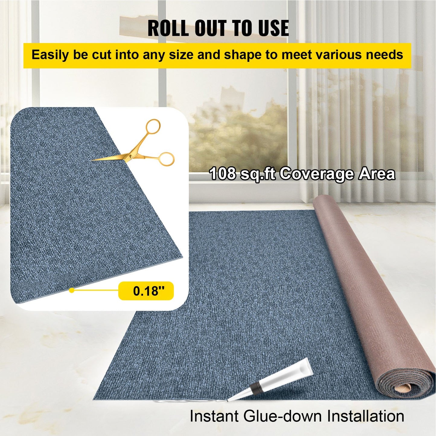 Gray Marine Carpet 6 ft x 13.1 ft Boat Carpet Rugs Indoor Outdoor Rugs for Patio Deck Anti-Slide TPR Water-Proof Back Cut Outdoor Marine Carpeting Easy Clean Outdoor Carpet Roll