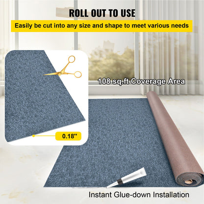 Gray Marine Carpet 6 ft x 13.1 ft Boat Carpet Rugs Indoor Outdoor Rugs for Patio Deck Anti-Slide TPR Water-Proof Back Cut Outdoor Marine Carpeting Easy Clean Outdoor Carpet Roll