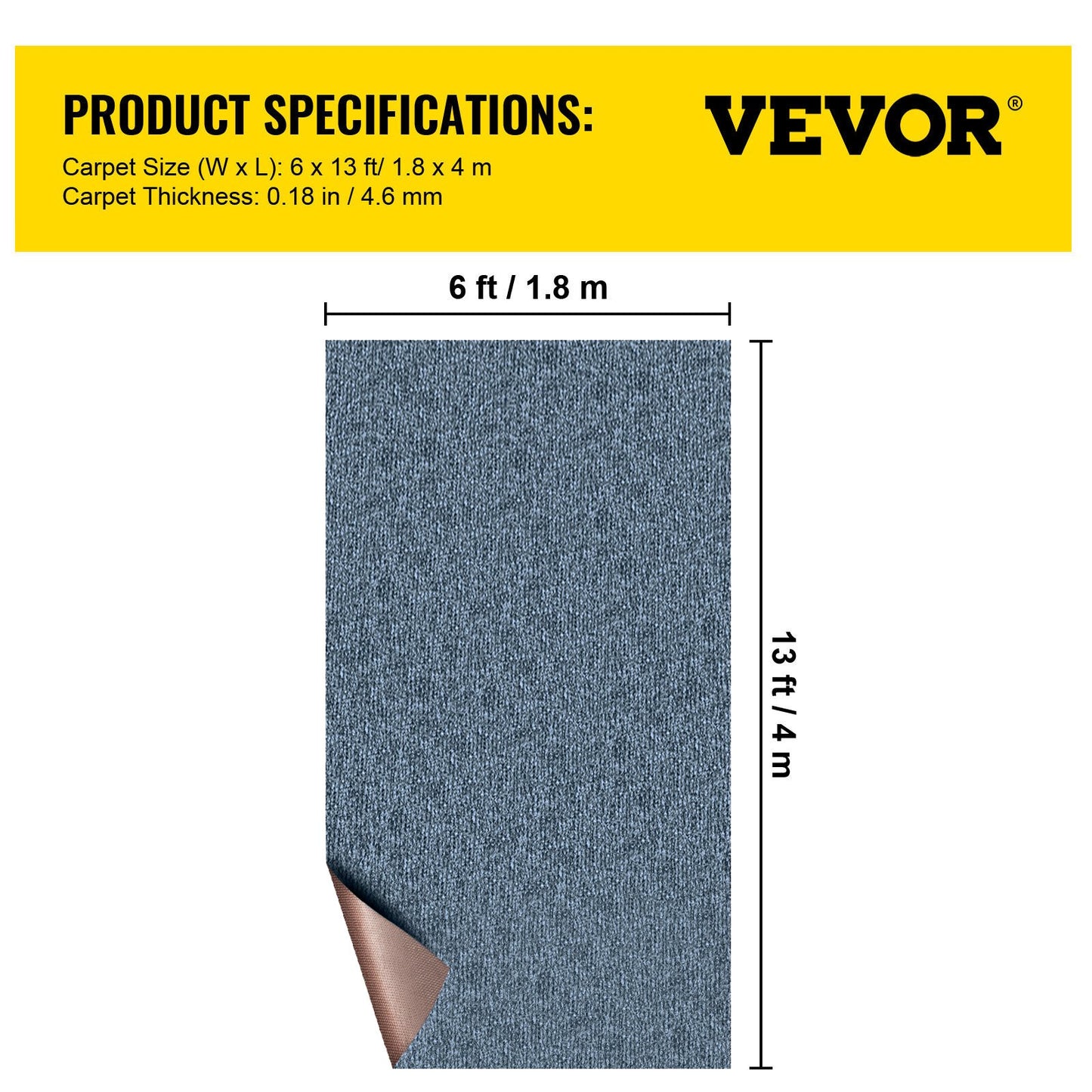 Gray Marine Carpet 6 ft x 13.1 ft Boat Carpet Rugs Indoor Outdoor Rugs for Patio Deck Anti-Slide TPR Water-Proof Back Cut Outdoor Marine Carpeting Easy Clean Outdoor Carpet Roll