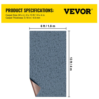 Gray Marine Carpet 6 ft x 13.1 ft Boat Carpet Rugs Indoor Outdoor Rugs for Patio Deck Anti-Slide TPR Water-Proof Back Cut Outdoor Marine Carpeting Easy Clean Outdoor Carpet Roll