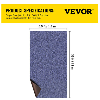Deep Blue Marine Carpet 5.9 ft x 36 ft Marine Carpeting Marine Grade Carpet for Boats with Waterproof Back Outdoor Rug for Patio Porch Deck Garage Outdoor Area Rug Runner Non-Slide Porch Rug