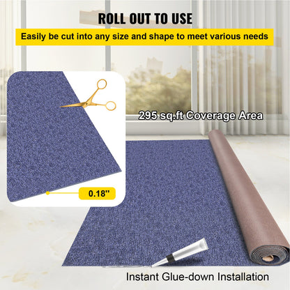Deep Blue Marine Carpet 6 ft x 49.2 ft Marine Carpeting Marine Grade Carpet for Boats with Waterproof Back Outdoor Rug for Patio Porch Deck Garage Outdoor Area Rug Runner Non-Slide Porch Rug