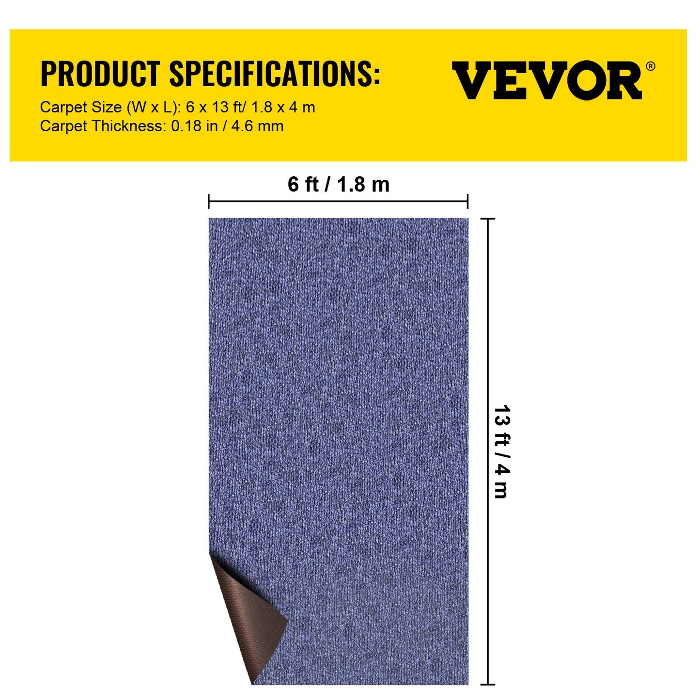 Deep Blue Marine Carpet 6 ft x 13.1 ft Marine Carpeting Marine Grade Carpet for Boats with Waterproof Back Outdoor Rug for Patio Porch Deck Garage Outdoor Area Rug Runner Non-Slide Porch Rug