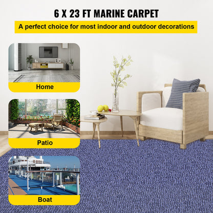 Deep Blue Marine Carpet 6 ft x 23 ft Marine Carpeting Marine Grade Carpet for Boats with Waterproof Back Outdoor Rug for Patio Porch Deck Garage Outdoor Area Rug Runner Non-Slide Porch Rug