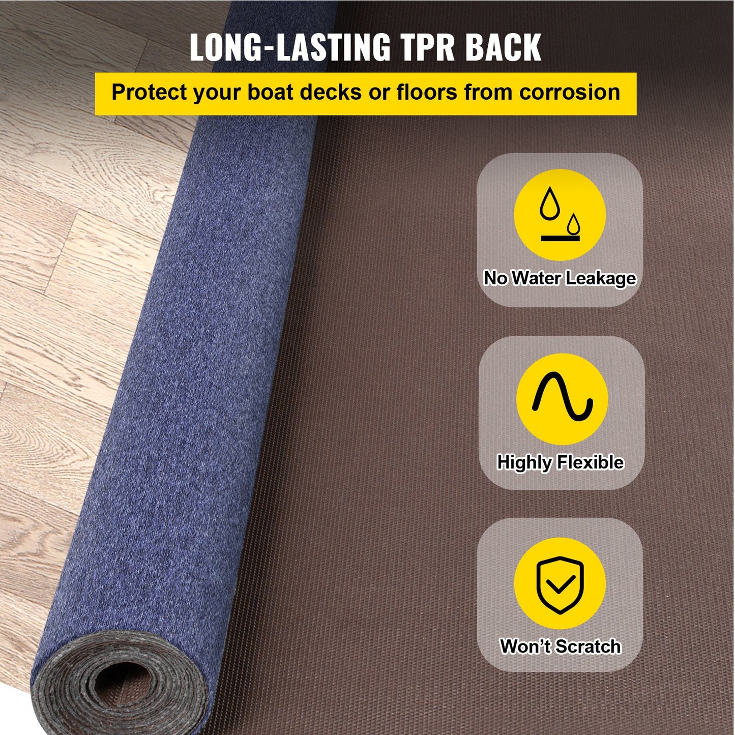 Deep Blue Marine Carpet 6 ft x 23 ft Marine Carpeting Marine Grade Carpet for Boats with Waterproof Back Outdoor Rug for Patio Porch Deck Garage Outdoor Area Rug Runner Non-Slide Porch Rug