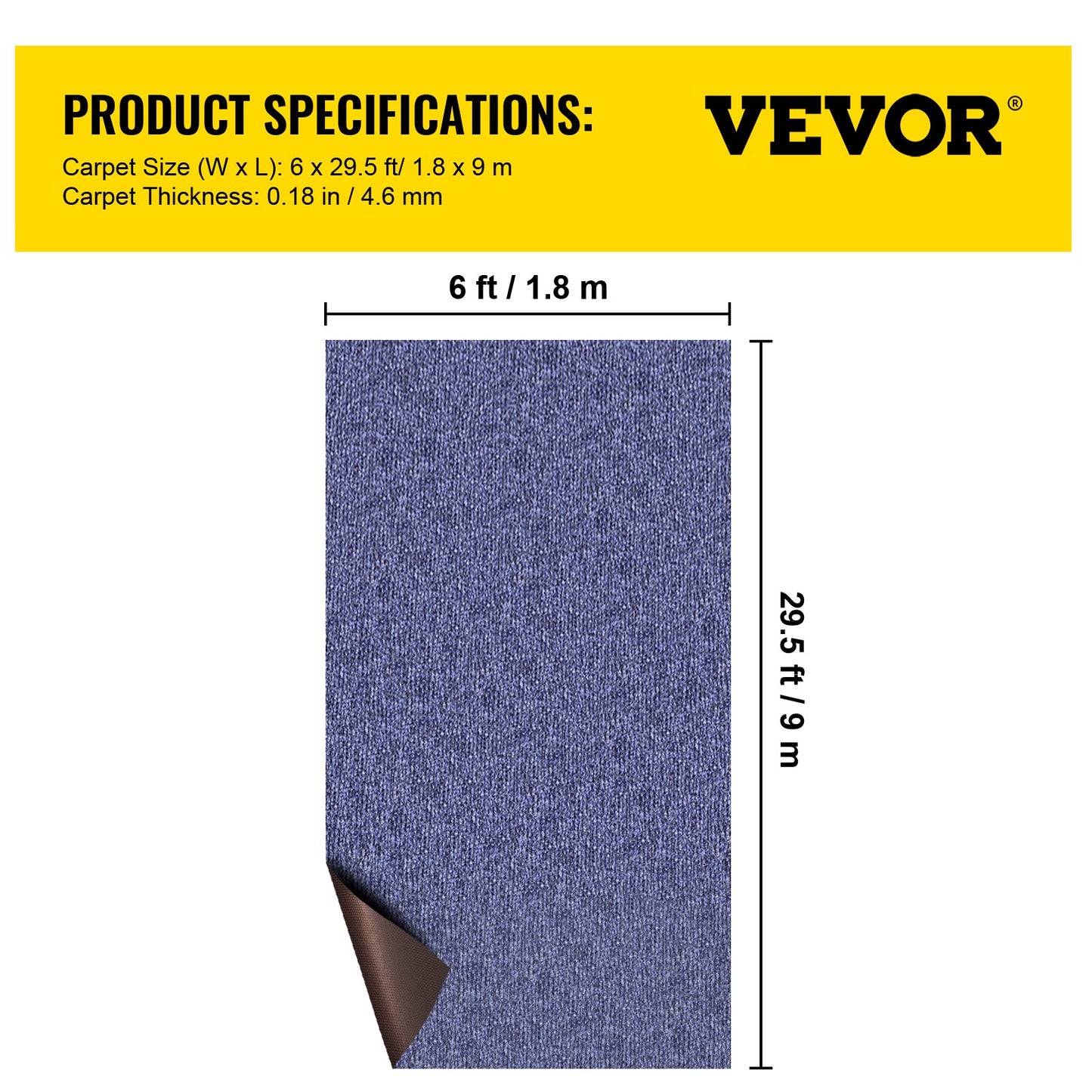 Deep Blue Marine Carpet 6 ft x 29.5 ft Marine Carpeting Marine Grade Carpet for Boats with Waterproof Back Outdoor Rug for Patio Porch Deck Garage Outdoor Area Rug Runner Non-Slide Porch Rug