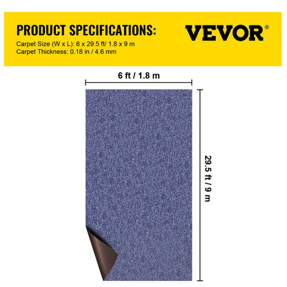 Deep Blue Marine Carpet 6 ft x 29.5 ft Marine Carpeting Marine Grade Carpet for Boats with Waterproof Back Outdoor Rug for Patio Porch Deck Garage Outdoor Area Rug Runner Non-Slide Porch Rug