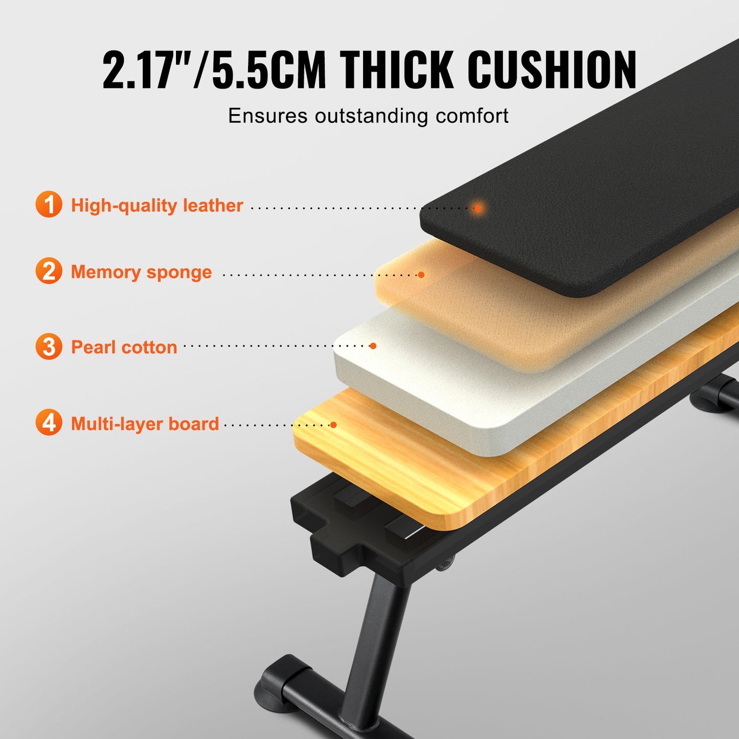 Flat Weight Bench, Foldable Strength Training Bench, Utility Workout Bench for Full Body Workout, 1000 LBS Press Bench for Home Gym Exercise, for Multi-Purpose Weight Training and Ab Exercises
