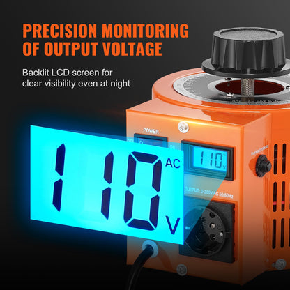 2000VA Transformator för variabel spänning 6,6A 0-300V Spänningsregulator LCD CE