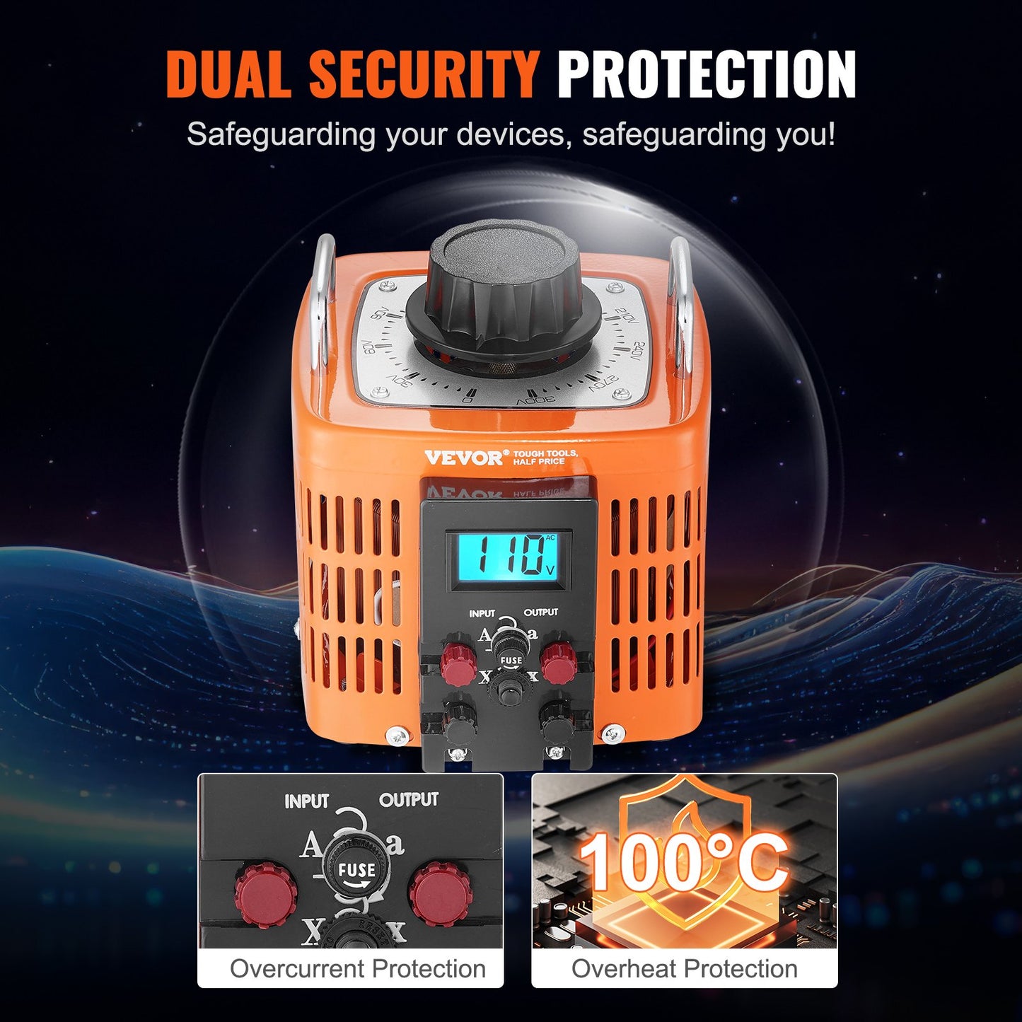 2000VA Transformator för variabel spänning 6,6A 0-300V Spänningsregulator LCD CE