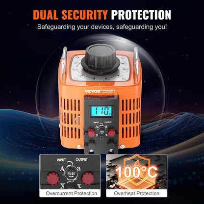 2000VA Transformator för variabel spänning 6,6A 0-300V Spänningsregulator LCD CE