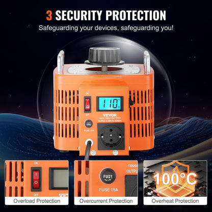 3000VA Variabler Spannungstransformator 10A 0-300V Spannungsregler LCD CE