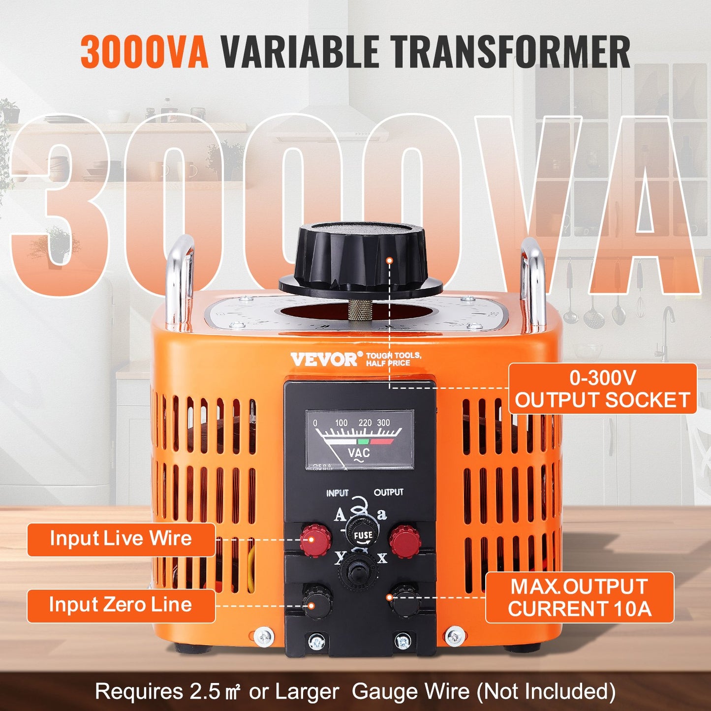 3000VA Variabler Spannungstransformator 10A 0-300V AC Spannungsregler CE