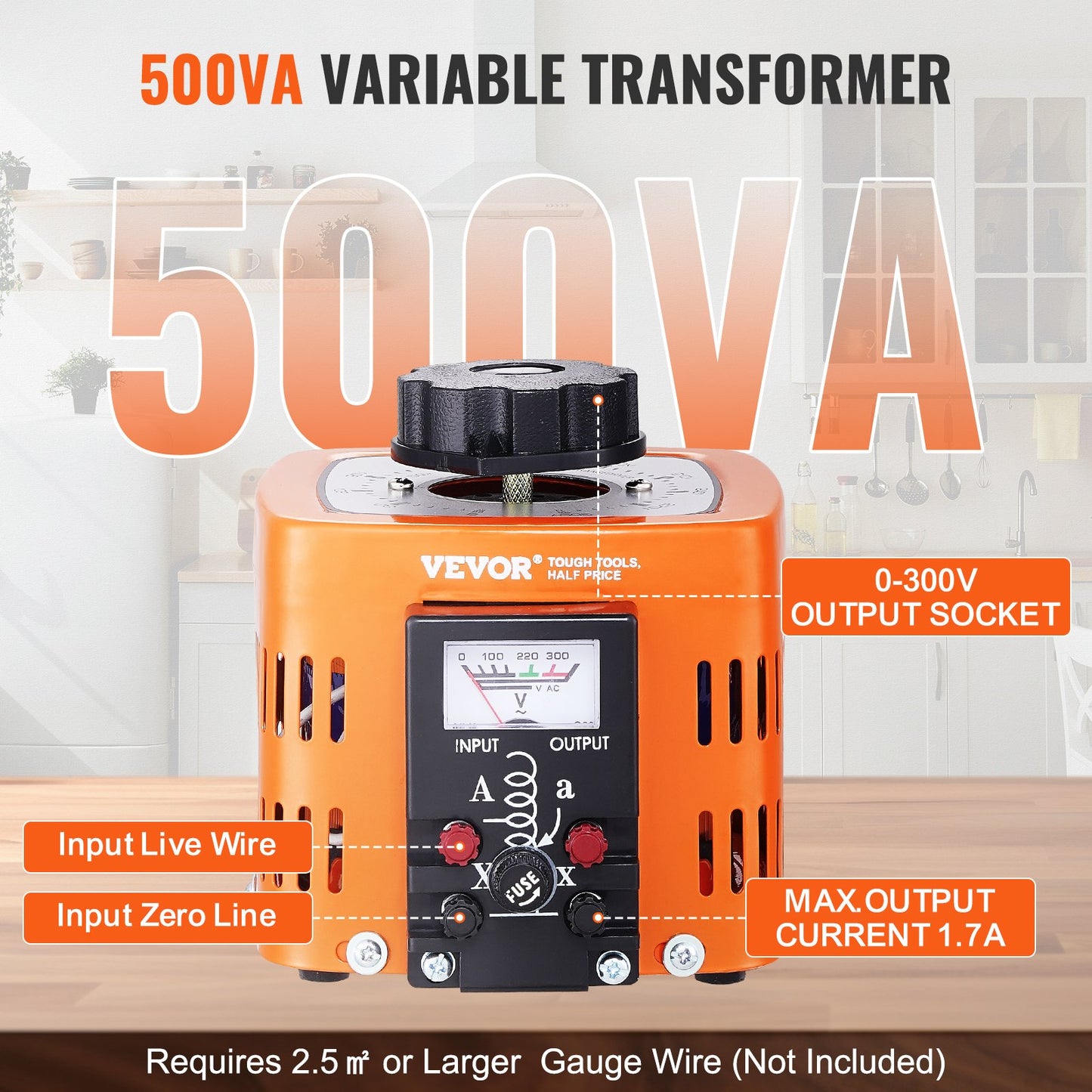 500VA Transformator för variabel spänning 1,7A 0-300V AC spänningsregulator CE