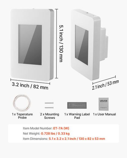 7-Day Programmable Thermostat, Home Thermostats for Radiant Underfloor Heating Cable,Heat Pump with GFCI & Sensitive Sensor,TFT Color Display Touchscreen,Efficient,Gray-White (Without Wifi)