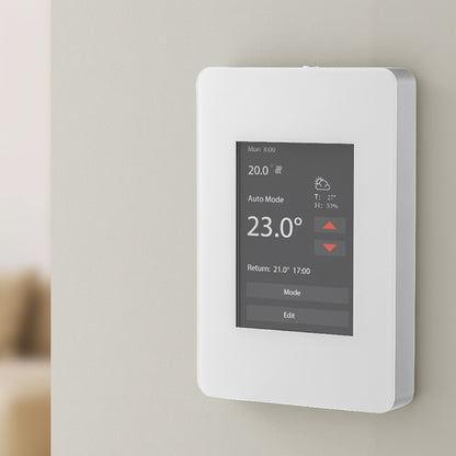 7-Day Programmable Thermostat, Home Thermostats for Radiant Underfloor Heating Cable,Heat Pump with GFCI & Sensitive Sensor,TFT Color Display Touchscreen,Efficient,Gray-White (Without Wifi)