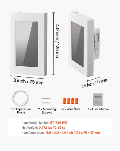 7-Day Programmable Thermostat, Home Thermostats for Radiant Underfloor Heating Cable, Heat Pump, with GFCI & Sensitive Sensor, LCD Touchscreen, Energy-Efficient, Gray-White (Without Wifi)