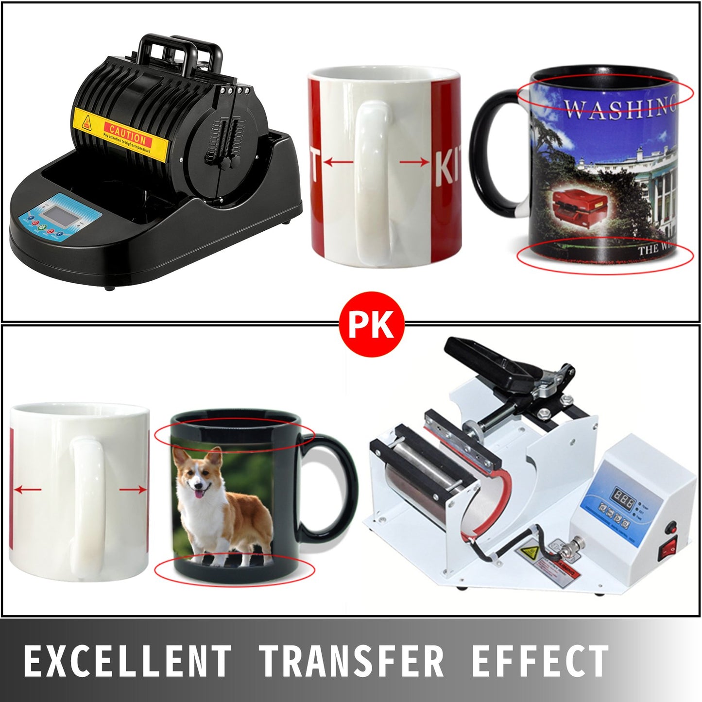 Mug Heat Press 1300W Mug Press Black Heat Press Bottle Multifunctional Cup Mug Sublimation Heat Press Machine Mug Press for Transferring Pictures with 11oz, 280mmm Mugs Heating Accessories