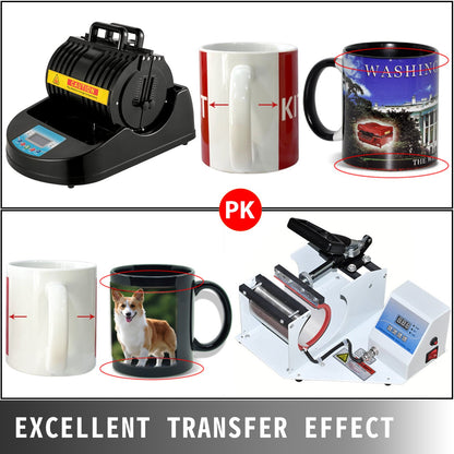 Mug Heat Press 1300W Mug Press Black Heat Press Bottle Multifunctional Cup Mug Sublimation Heat Press Machine Mug Press for Transferring Pictures with 11oz, 280mmm Mugs Heating Accessories