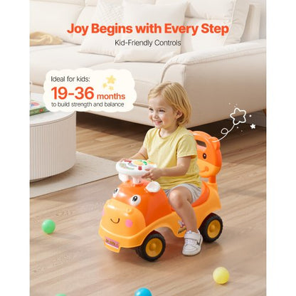 Åkbil för småbarn, Åkbil för småbarn 19 till 36 månader, Åkleksak med tuta och musik, 22 kg lastkapacitet, Förvaring under sätet, Gåvagn från fot till golv för småbarn pojkar flickor |  EU