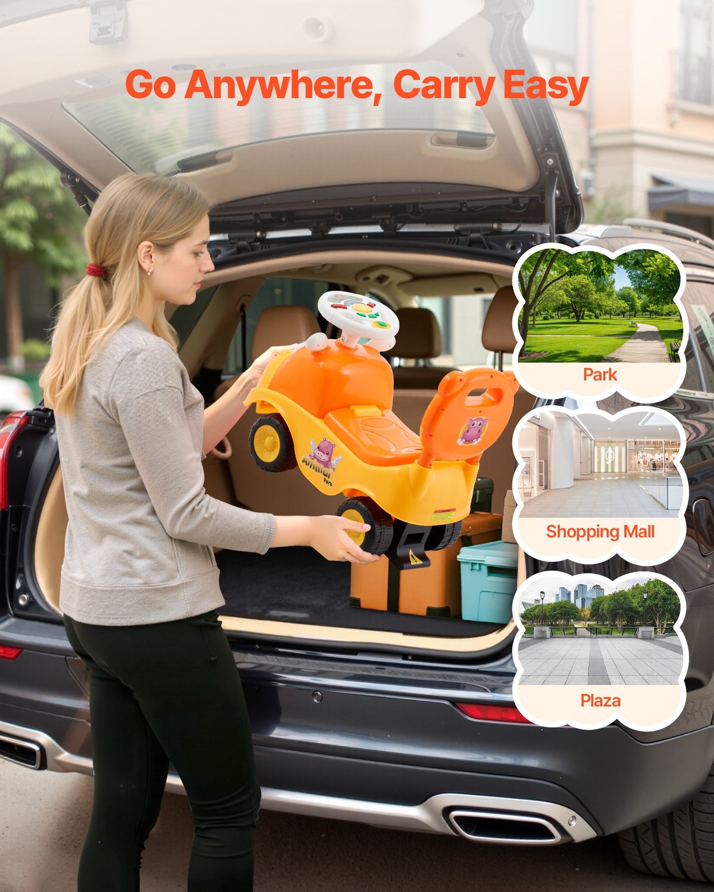 Ride On Toddler Push Car, Push Car for Toddler 19 to 36 Months, Kids Ride On Toy with Horn & Music, 48.5 lbs Load Capacity, Under-seat Storage, Foot-to-Floor Walker for Toddlers Boys Girls