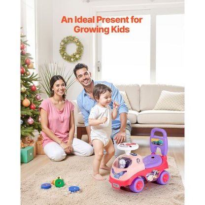 Åkbil för småbarn, Åkbil för småbarn 19 till 36 månader, Åkleksak med tuta och musik, 22 kg lastkapacitet, Förvaring under sätet, Gåvagn från fot till golv för småbarn pojkar flickor, Rosa |  EU