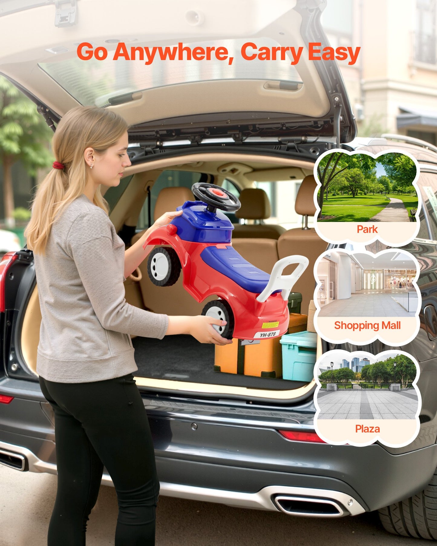 Ride On Toddler Push Car, Push Car for Toddler 19 to 36 Months, Kids Ride On Toy with Music & Under-seat Storage, 55 lbs Load Capacity, Foot-to-Floor Walker for Toddlers Boys Girls, Red