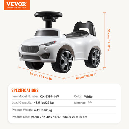 Ride On Push Car for Toddlers, Ages 1-3, Ride Racer, Sit to Stand Toddler Ride On Toy, Classic Kids Ride On Car with Music Steering Wheel & Under Seat Storage, Ride On Toy for Boys Girls, White