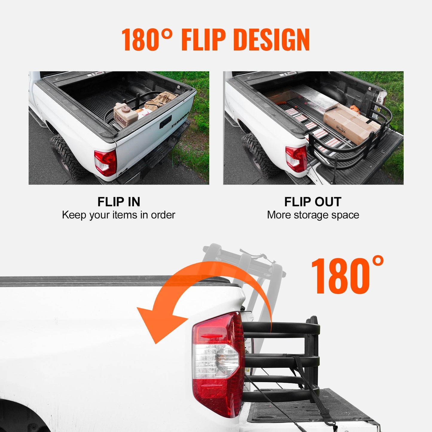 Truck Bed Extender, Aluminum Retractable Tailgate Extender, 51.6"-64" Adjustable Length, Fits for Ridgeline, Tacoma, Gladiator, Colorado/Canyon, Frontier, and Ranger