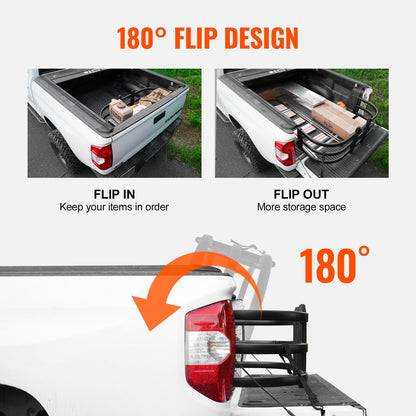 Truck Bed Extender, Aluminum Retractable Tailgate Extender, 51.6"-64" Adjustable Length, Fits for Ridgeline, Tacoma, Gladiator, Colorado/Canyon, Frontier, and Ranger