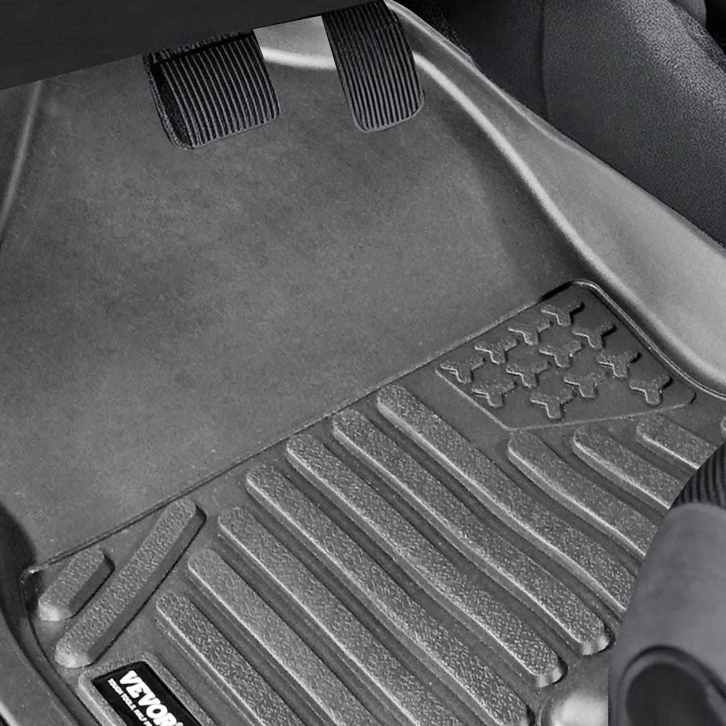 Automotive Floor Mats, Fits for Dodge Ram 1500 Crew Cab 2019-2024, 3 pcs Front and 2nd Row Liners, All Weather Custom Fit TPE Vehicle Floor Mats, Easy to Clean Floor Liners for Trucks, Black