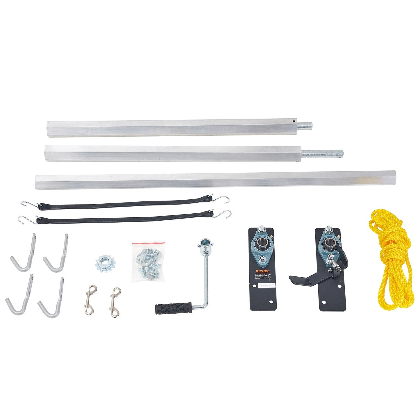 Hand Crank Tarp Roller Kit, 64" to 104" Wide, Aluminum Alloy, Manual Cab Level Dumper Tarp Roller with 7" Sponge Wrapped Handle, Perfect for Dump Trucks, Trailers, Garbage Trucks (No Tarp)