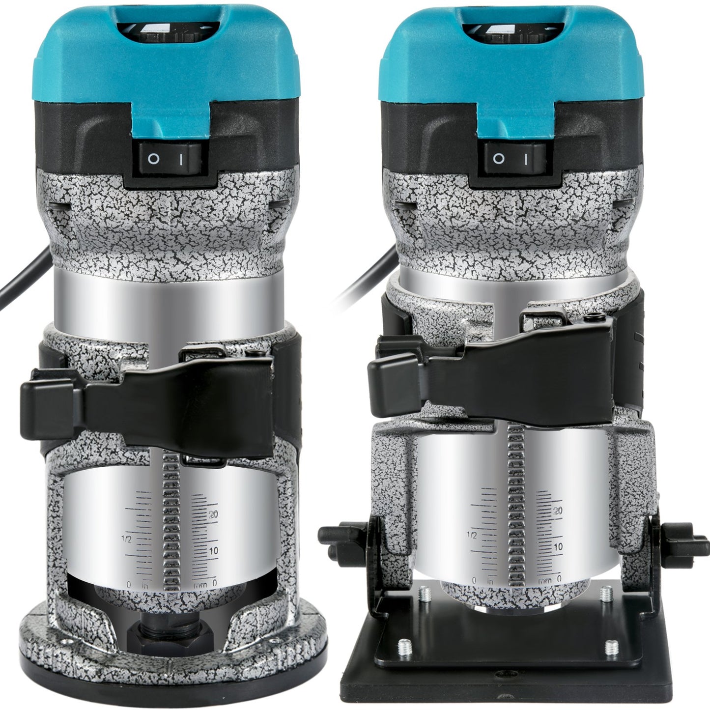 Fräswerkzeug, 710-W-Holzfräser, Fräser für die Holzbearbeitung mit 3 Fräshülsen, Holzfräserwerkzeug mit fester &amp; Tauch- &amp; Neigungs- &amp; Versatzbasis, Holzbearbeitungsfräser mit Aluminiumgehäuse &amp; variabler Rotationsgeschwindigkeit