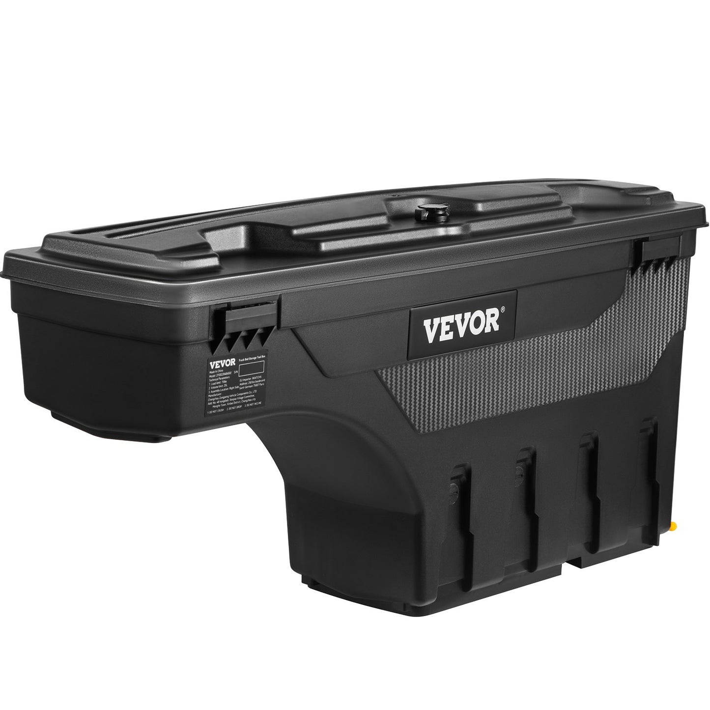 Aufbewahrungsbox für die Ladefläche, verschließbarer Deckel, wasserdichter ABS-Radkasten-Werkzeugkasten 6,6 Gal/20 L, kompatibel mit Chevrolet Silverado 1500 GMC Sierra 1500 2019-2021, Beifahrerseite, schwarz