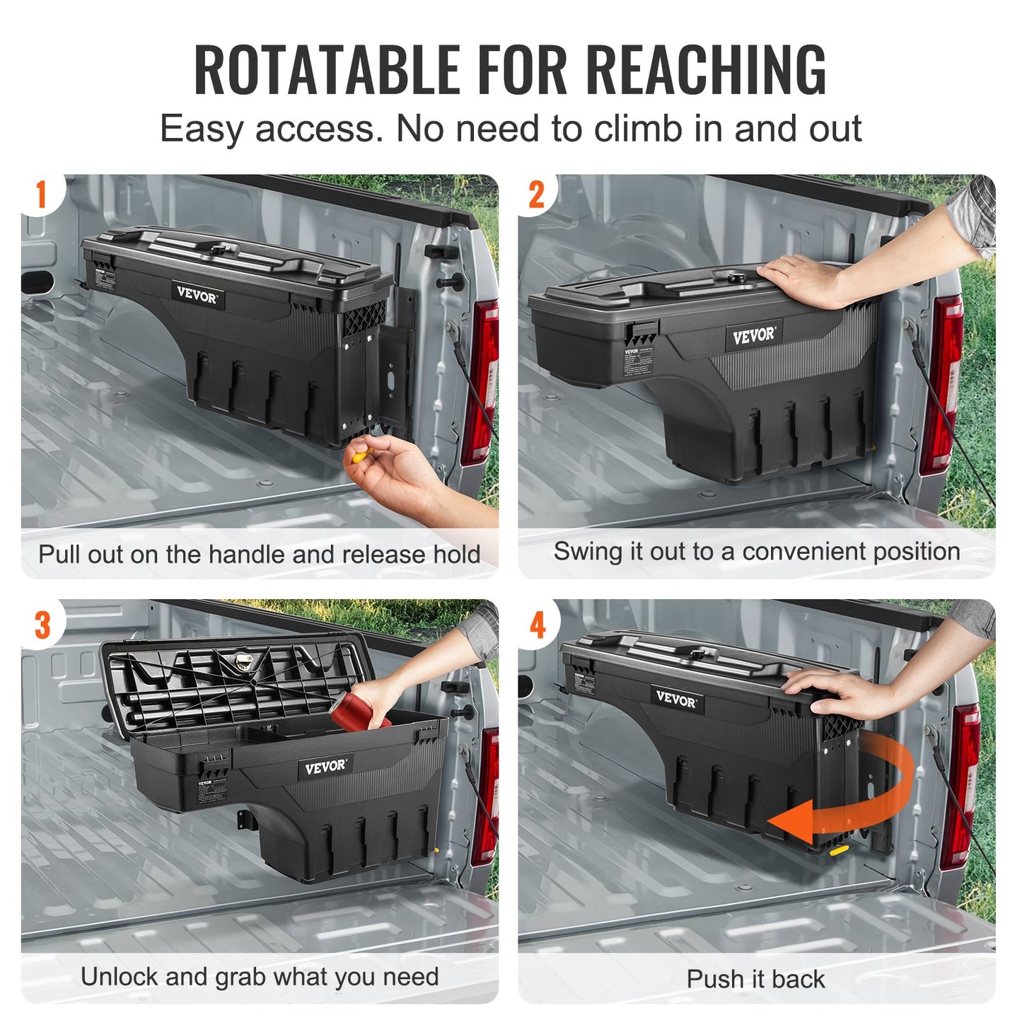 Truck Bed Storage Box, Lockable Lid, Waterproof ABS Wheel Well Tool Box 6.6 Gal/20 L, Compatible with Chevrolet Silverado 1500 GMC Sierra 1500 2019-2020, Passenger Side, Black