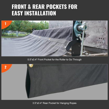 Dump Truck Mesh Tarp, 5 x 14 ft., PVC Coated Black, Heavy Duty Cover with 5.5" 18 oz Double Pocket, Brass Grommets, Reinforced Double Needle Stitch Fabric Fits Manual or Electric Dumper System