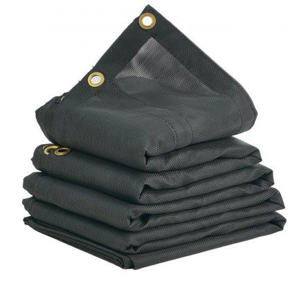 Dump Truck Mesh Tarp, 7 x 18 ft, PVC Coated Black Heavy Duty Cover with 5.5" 18oz Double Pocket, Brass Grommets, Reinforced Double Needle Stitch Webbing Fits Manual or Electric Dump Truck System