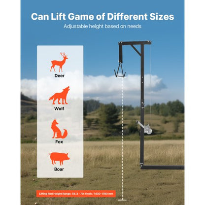 lastbilshitch viltlyft, 300 lbs lastkapacitet, jakthjortlyft med 2-tums mottagare, 360-graders svängbar axel och justerbar höjd, inkluderar gambrelvinsch för flåing och rengöring av vilt |  EU