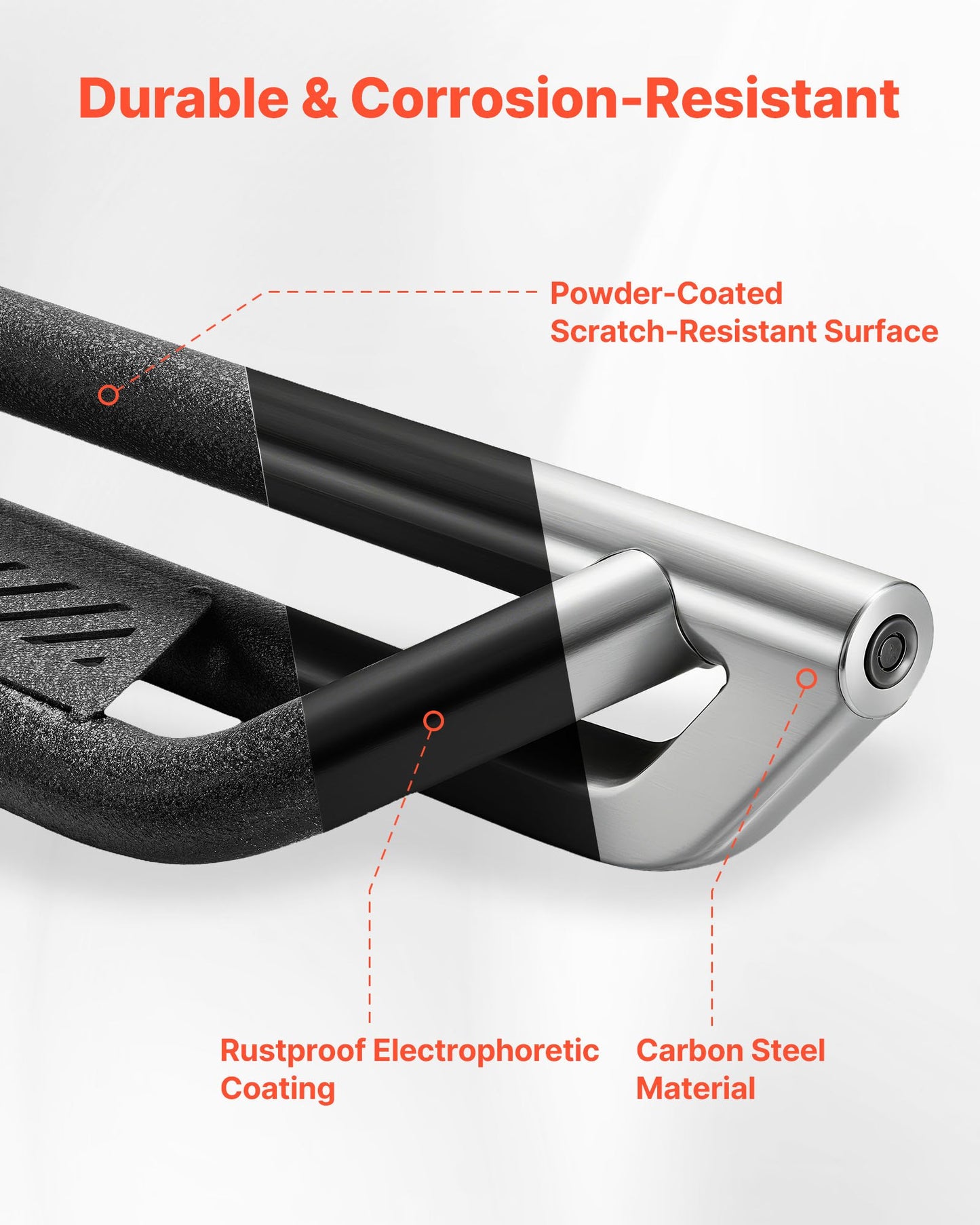 Running Boards, 6 Inches Side Steps Compatible with 2005-2023 Toyota Tacoma Double Cab, Black Carbon Steel Nerf Bars, 550 lbs Load Capacity, Wide Non-Slip Hollow Surface with Rustproof Coating