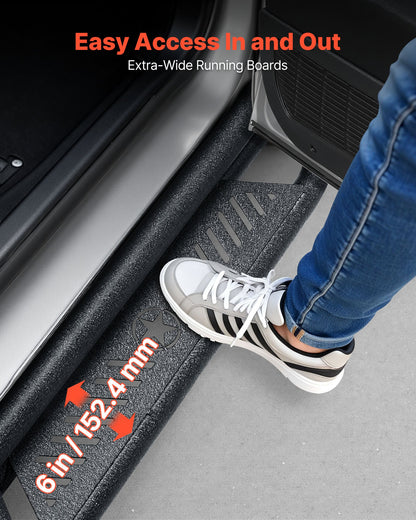Running Boards, 6 Inches Side Steps Compatible with 2005-2023 Toyota Tacoma Double Cab, Black Carbon Steel Nerf Bars, 550 lbs Load Capacity, Wide Non-Slip Hollow Surface with Rustproof Coating